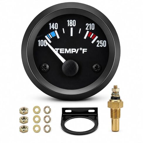 Universal 2" 52mm Water Temperature Gauge Kit, 100-250℉ Water Temp Gauge Kit, DC 12V Water Temp Thermometer Meter Kit with Sensor for Ship Marine Boat Car Truck Motorcycle Vehicle Automotive in Saudi Arabia