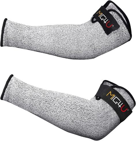 MIG4U Cut Resistant Sleeves with Leather Patches, Arm Safety Protection for Men and Women Thin Skin, Anti Puncture Level 5 Protective Arm Sleeve in Gardening, Farm, Welding, 18'' in Kuwait