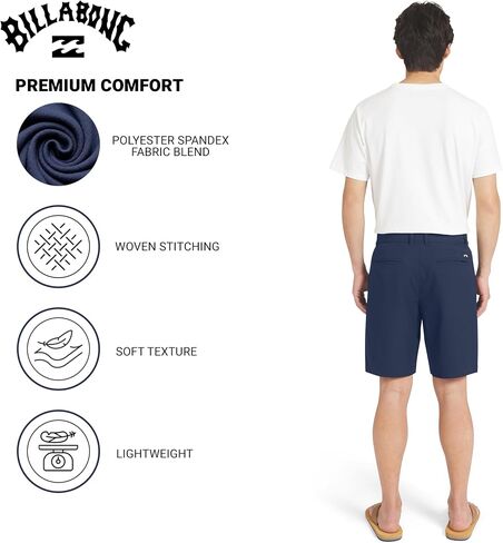 Billabong Mens Quick Dry Performance Fixed Waist 7 Inch Water Friendly Hybrid Shorts in Kuwait