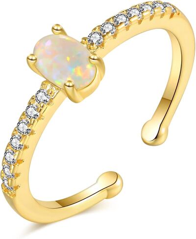 CiNily 14K Rose Gold Plated Opal Turquoise Ring Adjustable Gold Rings for Women Teen Girls in Kuwait