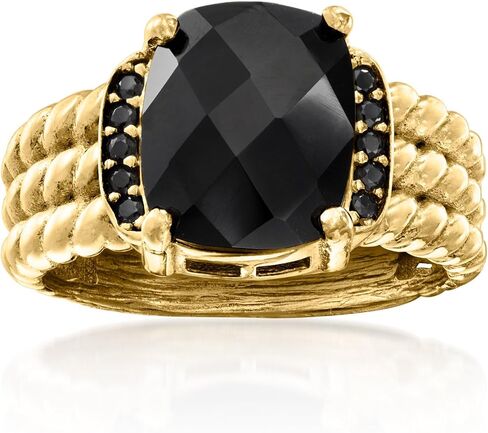 Ross-Simons Onyx and .20 ct. t.w. Black Spinel Ring in 18kt Gold Over Sterling in Saudi Arabia