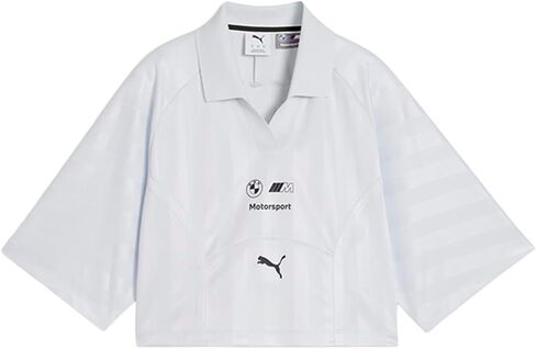 PUMA Womens BMW M Motorsport Lifestyle Cropped Short Sleeve Shirt Casual Casual - Grey in Saudi Arabia