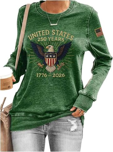 Women's 250 Anniversary Shirt 250Th Anniversary USA Sweatshirt Patriotic American Flag Shirt in Saudi Arabia