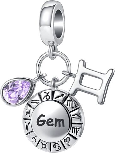 Gemini Zodiac Sign Teardrop Birthstone Birthday Charm Constellation Bead for Pandora Bracelet (Aut-167_Gem) in Saudi Arabia