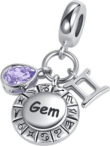 Gemini Zodiac Sign Teardrop Birthstone Birthday Charm Constellation Bead for Pandora Bracelet (Aut-167_Gem) in Saudi Arabia