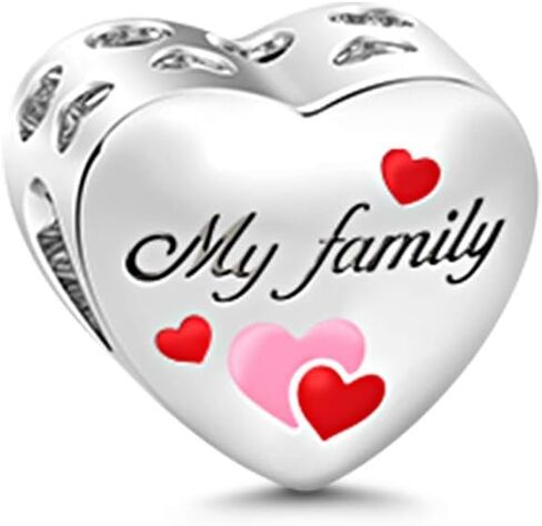 GNOCE Family Heart Custom Photo Charm Bead S925 Sterling Silver Love My Family Personalized Picture Charm fit Bracelet Necklace for Family Wife Daughter in Kuwait