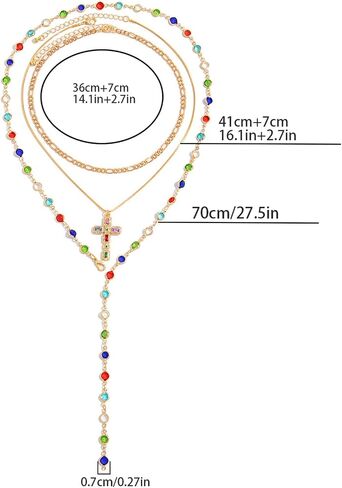 Colorful Crystal Necklace for Women,Rhinestone Cross Clavicle Chain Necklace,Summer Layered Neck Chain Jewelry,Wedding Bridal Rhinestone Jewelry in Kuwait
