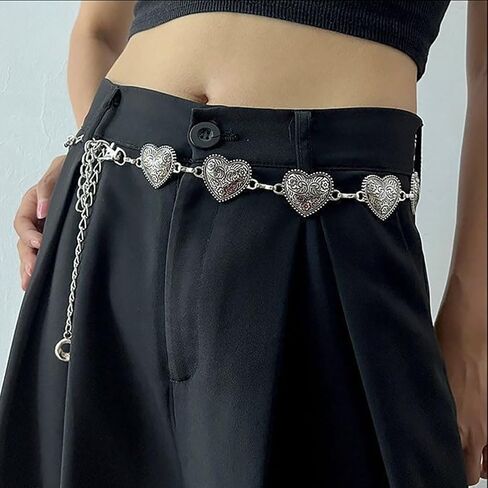 Butterfly Waist Chain Belt For Women'S Adjustable Silver Metal Heart Link Belt Y2k Boho Body Chain For Dresses Skirts Jeans in Kuwait