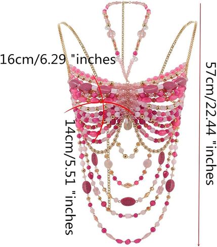 Women's Layered Beaded Halter Bikini Top Sleeveless Backless Beach Cover Up Tops Bra Body Chain Handmade Accessories in Kuwait