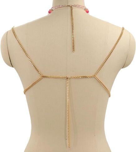 Women's Layered Beaded Halter Bikini Top Sleeveless Backless Beach Cover Up Tops Bra Body Chain Handmade Accessories in Kuwait