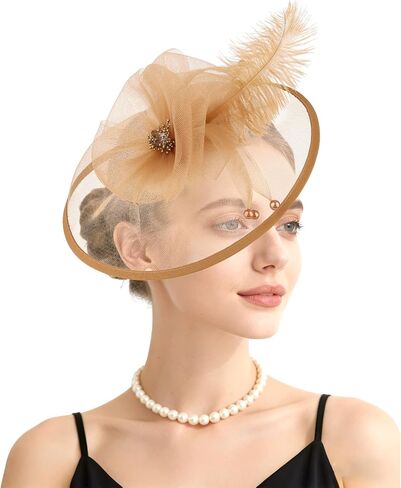 Fascinators Hats for Women Tea Party Hats for Women Hat for Tea Party Headpiece Weding Headwear Gold in Saudi Arabia