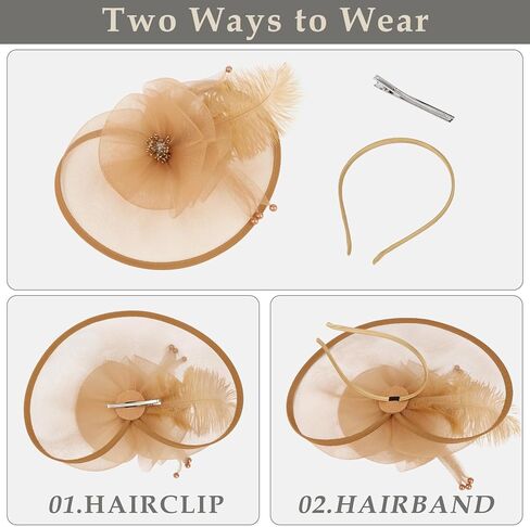 Fascinators Hats for Women Tea Party Hats for Women Hat for Tea Party Headpiece Weding Headwear Gold in Saudi Arabia