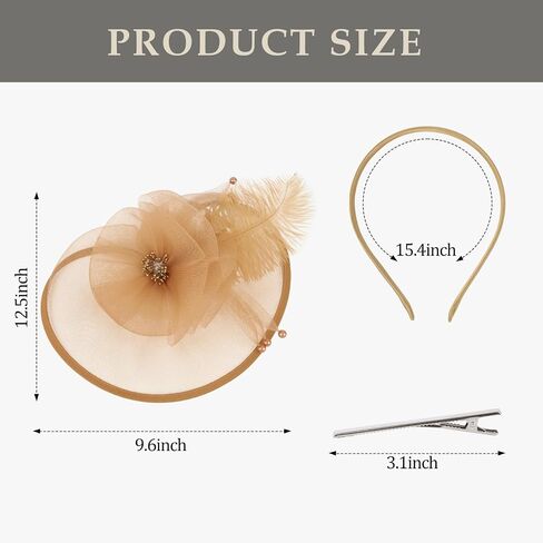 Fascinators Hats for Women Tea Party Hats for Women Hat for Tea Party Headpiece Weding Headwear Gold in Saudi Arabia