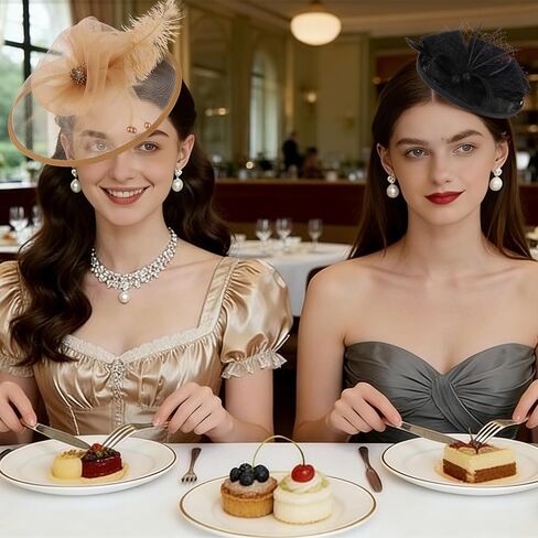 Fascinators Hats for Women Tea Party Hats for Women Hat for Tea Party Headpiece Weding Headwear Gold in Saudi Arabia
