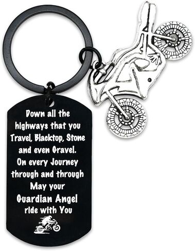 Motorcycle Keychain Gifts for Men Women Black Motor Cycle Accessories for Riders Bikers Motorcycle Riders Men Motorcycling Event Training Valentine's Day Birthday Christmas Stuff Present in Kuwait