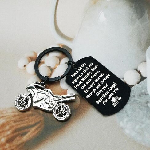 Motorcycle Keychain Gifts for Men Women Black Motor Cycle Accessories for Riders Bikers Motorcycle Riders Men Motorcycling Event Training Valentine's Day Birthday Christmas Stuff Present in Kuwait