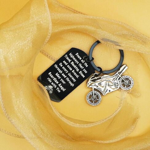 Motorcycle Keychain Gifts for Men Women Black Motor Cycle Accessories for Riders Bikers Motorcycle Riders Men Motorcycling Event Training Valentine's Day Birthday Christmas Stuff Present in Kuwait