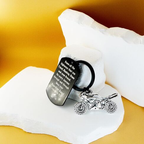 Motorcycle Keychain Gifts for Men Women Black Motor Cycle Accessories for Riders Bikers Motorcycle Riders Men Motorcycling Event Training Valentine's Day Birthday Christmas Stuff Present in Kuwait