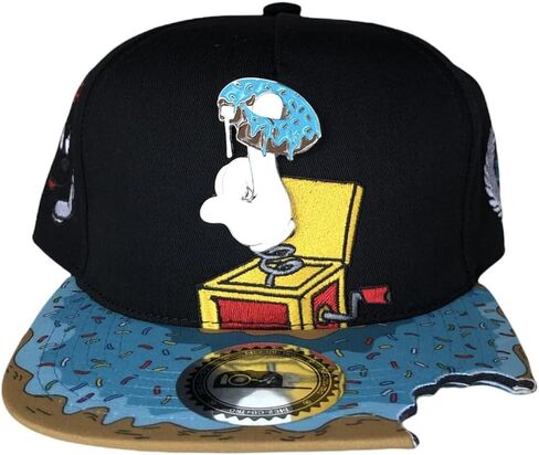 PANGKB Snapback Cap, Black, Polyester, Homer Simpson Lazy Couch Donut Brim, Hip-Hop Streetwear, Adjustable, Adult in Kuwait