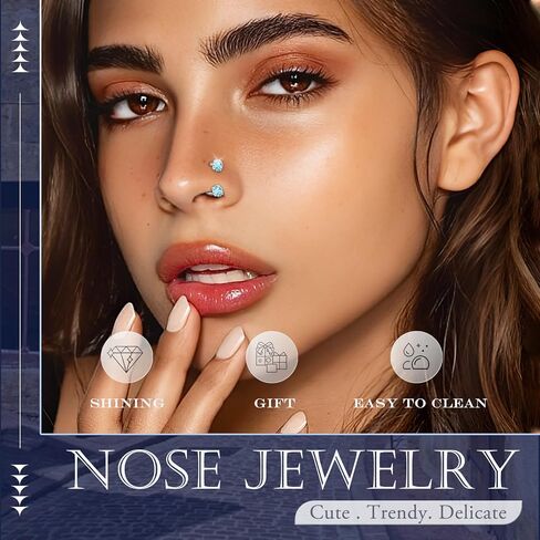 ONESING 18G Horseshoe Nose Rings for Women Surgical Steel Double Gem Half Nose Rings Hoops Internally Threaded Cartilage Helix Tragus Eyebrow Lip Nose Piercings Jewelry for Women Men Silver/Gold in Kuwait