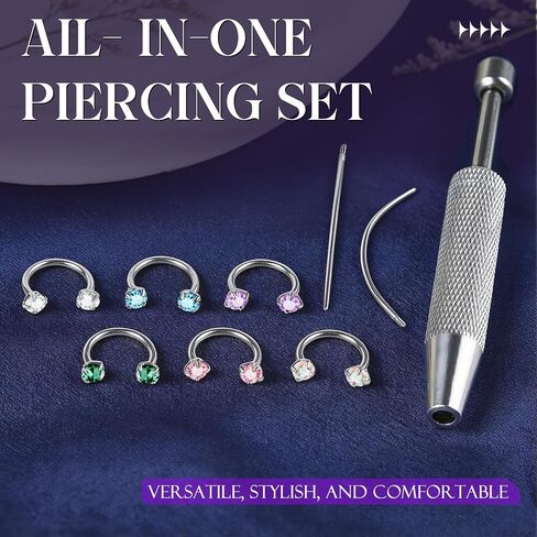 ONESING 18G Horseshoe Nose Rings for Women Surgical Steel Double Gem Half Nose Rings Hoops Internally Threaded Cartilage Helix Tragus Eyebrow Lip Nose Piercings Jewelry for Women Men Silver/Gold in Kuwait