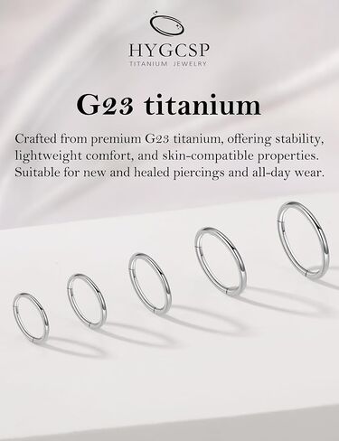 Titanium Nose Ring Hoop earrings Set for Women Men, 5 Sizes 20G Silver Nose Rings for Sensitive Skin, Small Thin Nose Hoop Nostril Piercing, Cartilage Earrings Helix Tragus Septum Clicker Piercing Jewelry, 5–9mm in Saudi Arabia
