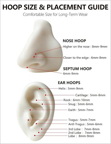 Titanium Nose Ring Hoop earrings Set for Women Men, 5 Sizes 20G Silver Nose Rings for Sensitive Skin, Small Thin Nose Hoop Nostril Piercing, Cartilage Earrings Helix Tragus Septum Clicker Piercing Jewelry, 5–9mm in Saudi Arabia