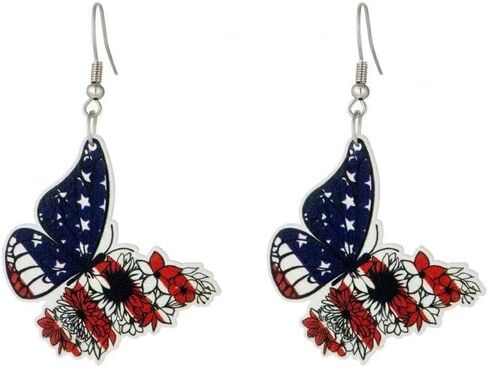 Patriotic American Flag Eagle Earrings, Red White Blue Dangle Earrings for Women, 4th of July Statement Jewelry, Hypoallergenic Ear Hooks in Saudi Arabia