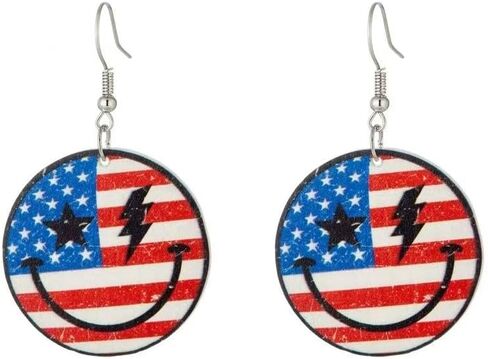 Patriotic American Flag Eagle Earrings, Red White Blue Dangle Earrings for Women, 4th of July Statement Jewelry, Hypoallergenic Ear Hooks in Kuwait