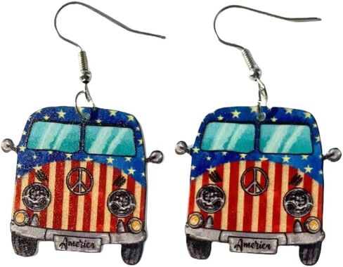 Patriotic American Flag Eagle Earrings, Red White Blue Dangle Earrings for Women, 4th of July Statement Jewelry, Hypoallergenic Ear Hooks in Kuwait