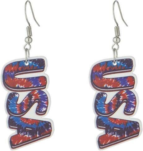 Patriotic American Flag Eagle Earrings, Red White Blue Dangle Earrings for Women, 4th of July Statement Jewelry, Hypoallergenic Ear Hooks in Kuwait