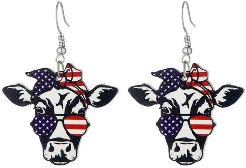 Patriotic American Flag Eagle Earrings, Red White Blue Dangle Earrings for Women, 4th of July Statement Jewelry, Hypoallergenic Ear Hooks in Kuwait