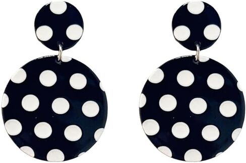 Acrylic Polka Dot Dangle Earrings for Women Silver Plated Vintage Lightweight Resin Geometric Statement Drop Stud Earring Fashion Cute Halloween Featival Jewelry Gift in Kuwait
