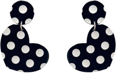 Acrylic Polka Dot Dangle Earrings for Women Silver Plated Vintage Lightweight Resin Geometric Statement Drop Stud Earring Fashion Cute Halloween Featival Jewelry Gift in Kuwait