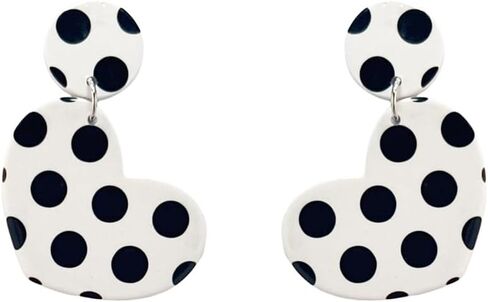 Acrylic Polka Dot Dangle Earrings for Women Silver Plated Vintage Lightweight Resin Geometric Statement Drop Stud Earring Fashion Cute Halloween Featival Jewelry Gift in Kuwait