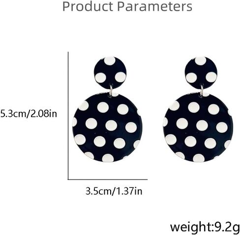Acrylic Polka Dot Dangle Earrings for Women Silver Plated Vintage Lightweight Resin Geometric Statement Drop Stud Earring Fashion Cute Halloween Featival Jewelry Gift in Kuwait