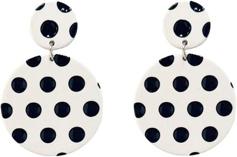 Acrylic Polka Dot Dangle Earrings for Women Silver Plated Vintage Lightweight Resin Geometric Statement Drop Stud Earring Fashion Cute Halloween Featival Jewelry Gift in Kuwait