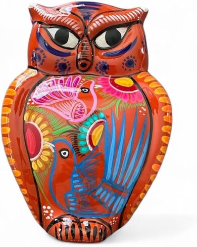 Hanging Decorative Owl – 10 Inch Handmade Guerrero Pottery Mexican Wall Art – Colorful Ceramic Home Decor in Saudi Arabia