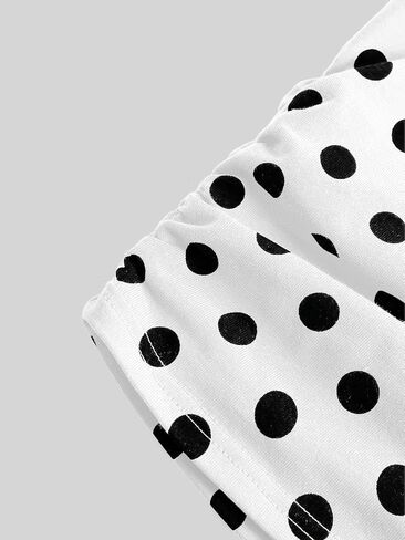SOLY HUX Girl's Polka Dots Short Sleeve T Shirt Crew Neck Ruched Slim Fitted Tee Summer Tops with Hair Ties in Kuwait