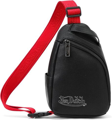 Von Dutch Men's Crossbody Sling Backpack Sling Bag, Black in Kuwait