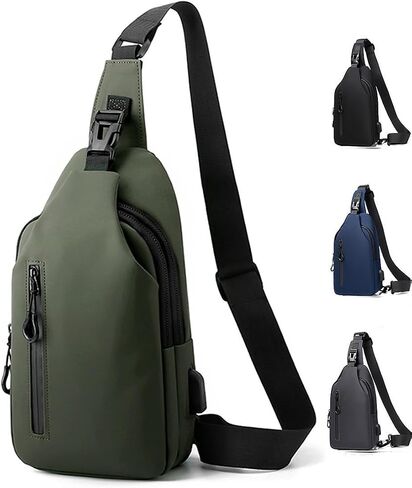 QMFUR Sling Crossbody Backpack Shoulder Bag with USB Charging Port Travel Hiking Chest Bag Daypack in Saudi Arabia