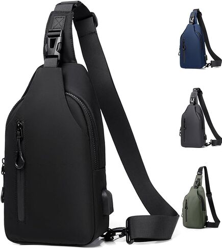 QMFUR Sling Crossbody Backpack Shoulder Bag with USB Charging Port Travel Hiking Chest Bag Daypack in Saudi Arabia