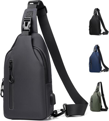QMFUR Sling Crossbody Backpack Shoulder Bag with USB Charging Port Travel Hiking Chest Bag Daypack in Saudi Arabia