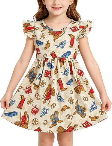 Toddler Girl Tropica Dress Hawaii Pineapple Palm Leaves Print Ruffle Outfits Summer Clothes 2-8Y in Saudi Arabia