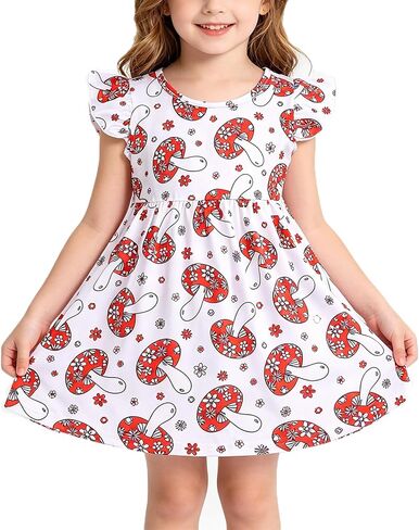 Toddler Girl Tropica Dress Hawaii Pineapple Palm Leaves Print Ruffle Outfits Summer Clothes 2-8Y in Saudi Arabia