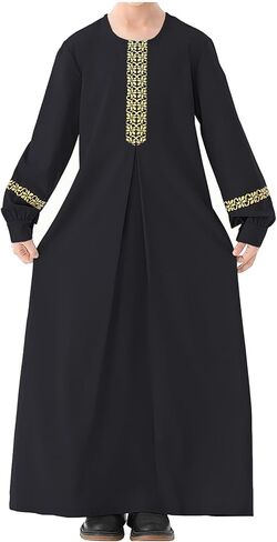 WSPLYSPJY Long Sleeve Abaya for Girls Muslim Islamic Dresses Kids Printed Maxi Prayer Clothes Robe in Saudi Arabia