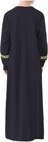WSPLYSPJY Long Sleeve Abaya for Girls Muslim Islamic Dresses Kids Printed Maxi Prayer Clothes Robe in Saudi Arabia
