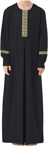 WSPLYSPJY Long Sleeve Abaya for Girls Muslim Islamic Dresses Kids Printed Maxi Prayer Clothes Robe in Saudi Arabia