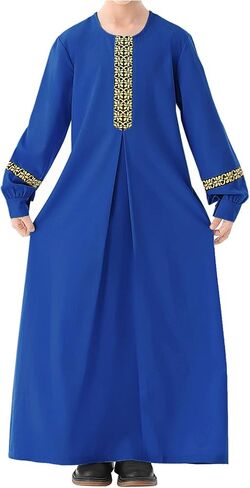 WSPLYSPJY Long Sleeve Abaya for Girls Muslim Islamic Dresses Kids Printed Maxi Prayer Clothes Robe in Saudi Arabia