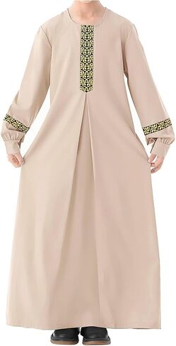 WSPLYSPJY Long Sleeve Abaya for Girls Muslim Islamic Dresses Kids Printed Maxi Prayer Clothes Robe in Saudi Arabia